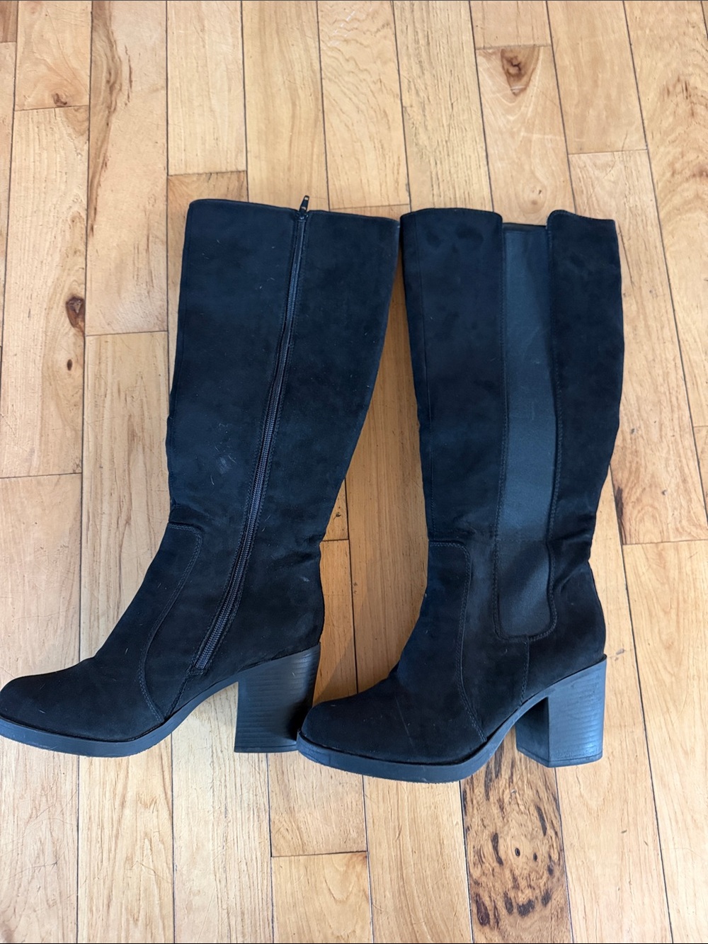 Kohl's Black Suede-Look Mid-Calf Block Heel Boots
